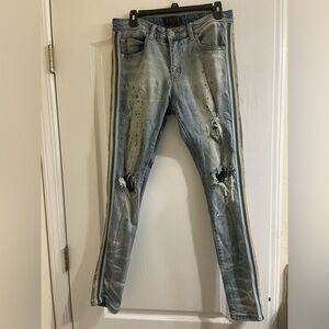 Men’s Paint Splatter Light Blue Jeans